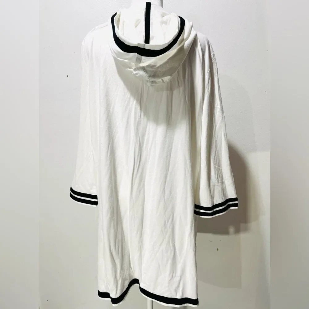 Paradise Bay beach cover up hooded swim tropical summer resort fishing women L